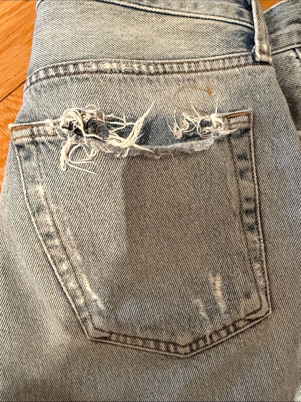 AGOLDE Parker Long Vintage Cutoff Denim Shorts in Swapmeet